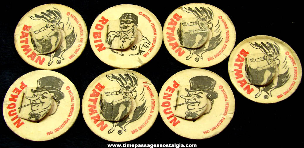 (7) ©1966 Batman Super Hero National Periodical Publications Character Milk Bottle Caps