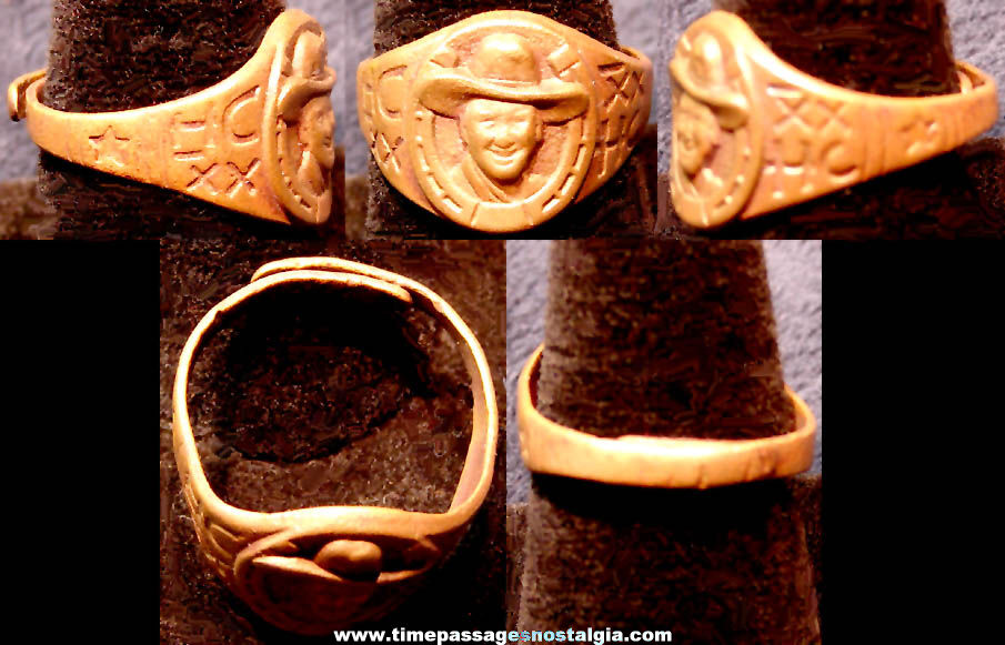 Old Hopalong Cassidy William Boyd Cowboy Hero Character Metal Horse Shoe Good Luck Ring