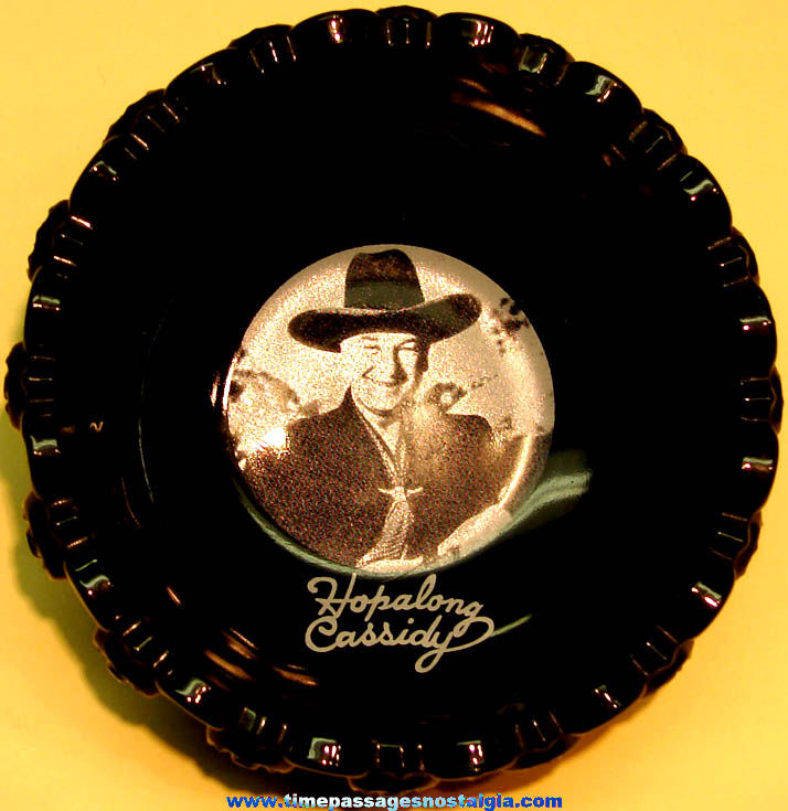 Old Hopalong Cassidy Western Movie Cowboy Hero Fancy Molded Black Glass Bowl