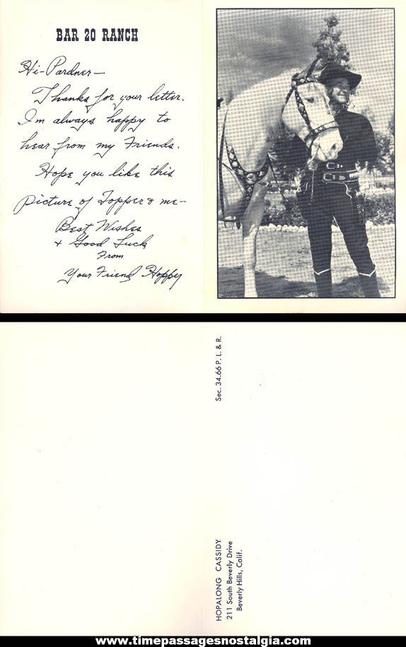Old Hopalong Cassidy Movie Cowboy Hero Bar 20 Ranch Greeting Card