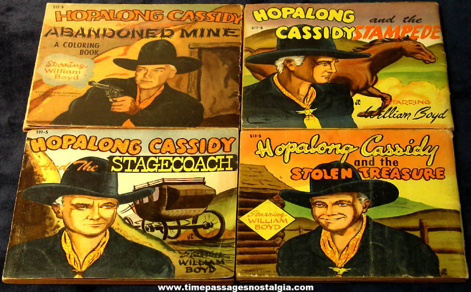 (4) Different Small 1950 Hopalong Cassidy Movie Cowboy Hero Soft Cover Adventure Story Books