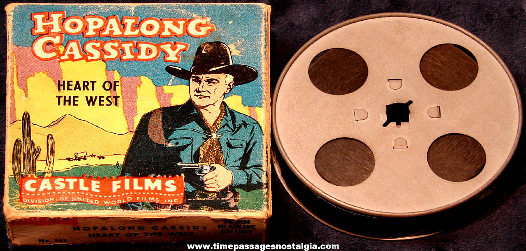 Old Boxed Hopalong Cassidy Cowboy Hero Heart of The West Western Adventure Castle Films 16 mm Headline Edition Movie