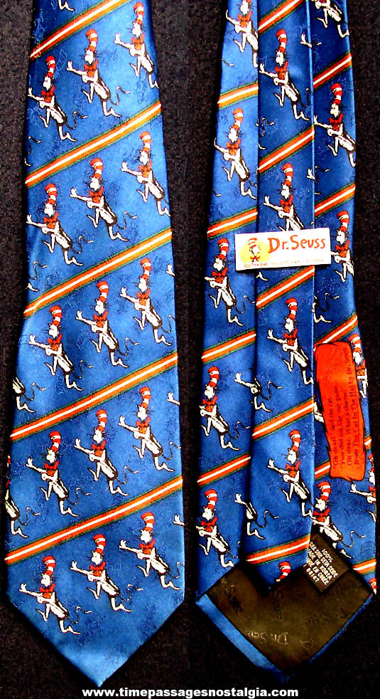 Colorful 1994 Dr. Seuss Cat In The Hat Cartoon Character Silk Neck Tie
