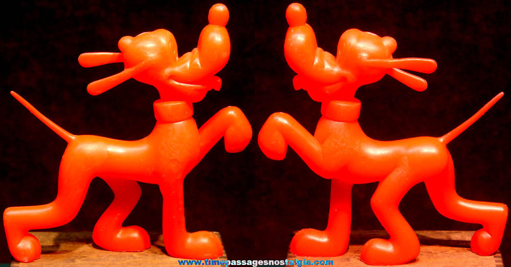 1971 Walt Disney Pluto Dog Character Louis Marx Red Plastic Toy Figure or Figurine