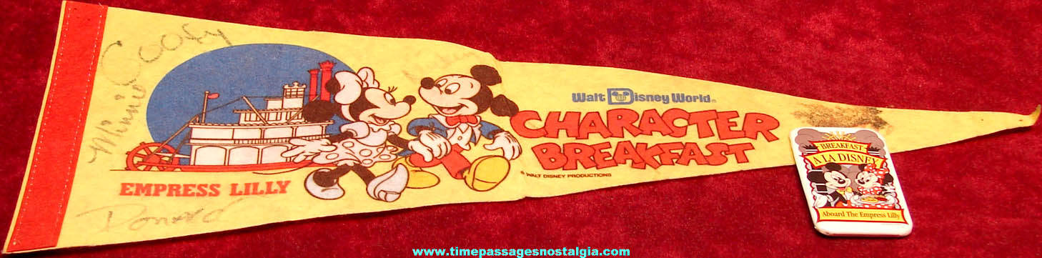 (2) Different Old Disney World Cartoon Character Breakfast Advertising Souvenirs