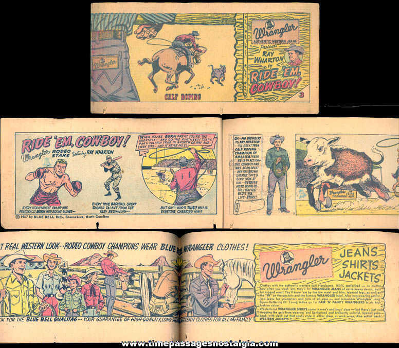 Small 1957 Blue Bell Inc. Wrangler Authentic Western Jeans Advertising Premium Cowboy Comic Book