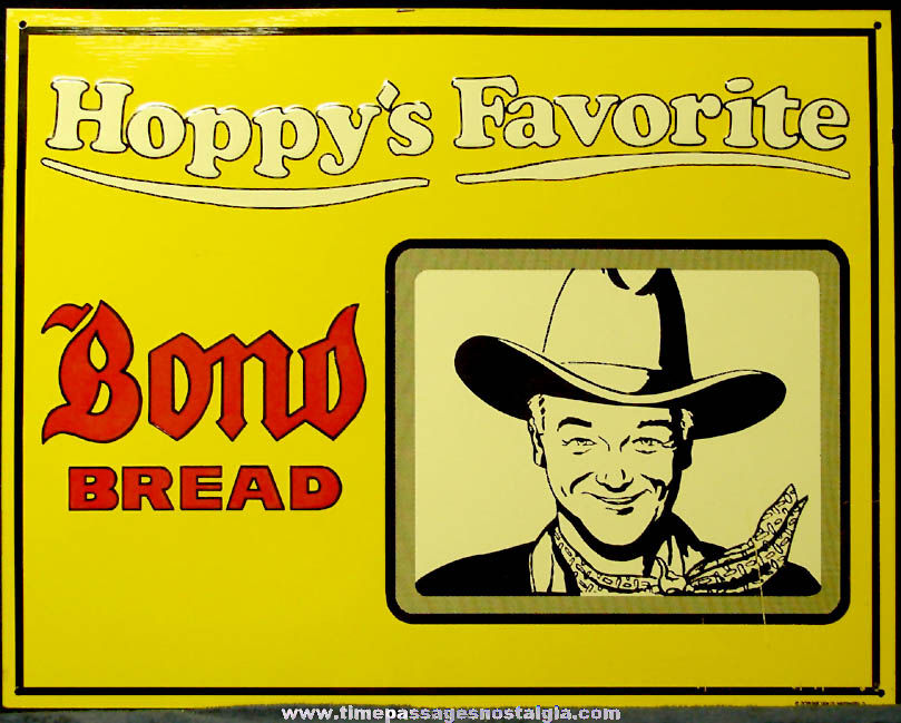 Colorful Hopalong Cassidy Bond Bread Advertising Embossed Tin Sign