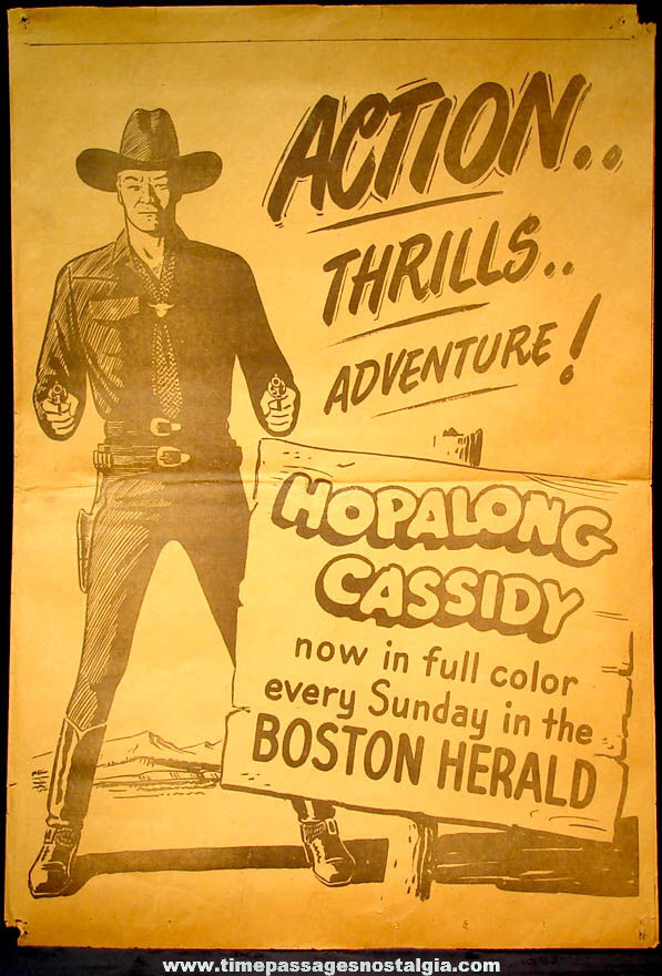 1950 Hopalong Cassidy Boston Herald Full Page Newspaper Comic Strip Advertisement