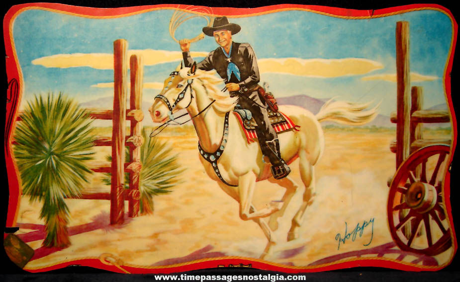 Colorful Old Hopalong Cassidy & Topper Cowboy Hero Childs Table Place Mat