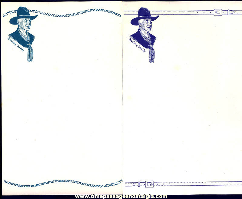 (2) Different Unused 1950s Sheets of Hopalong Cassidy Cowboy Hero Letter Stationery Paper