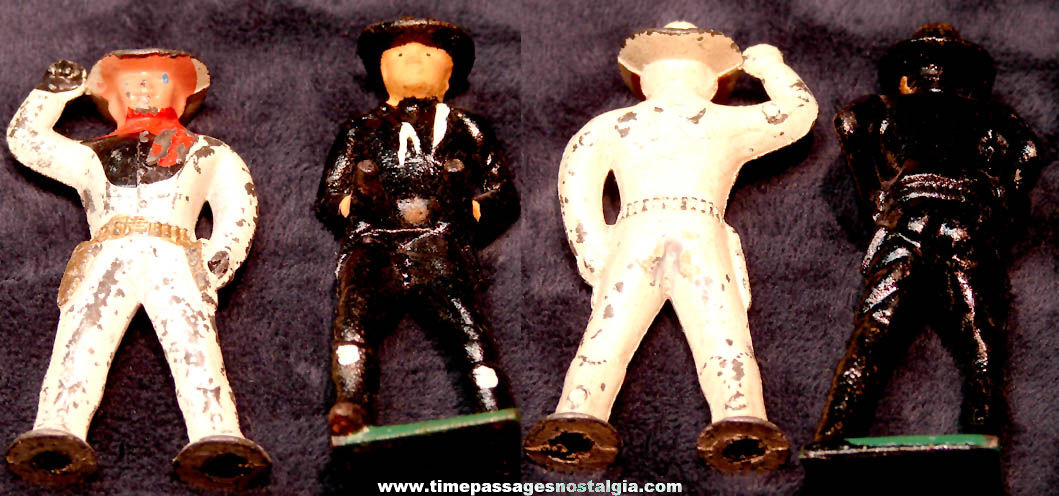 (2) Different Old Painted Lead Western Cowboy Hero Miniature Toy Play Set Figures