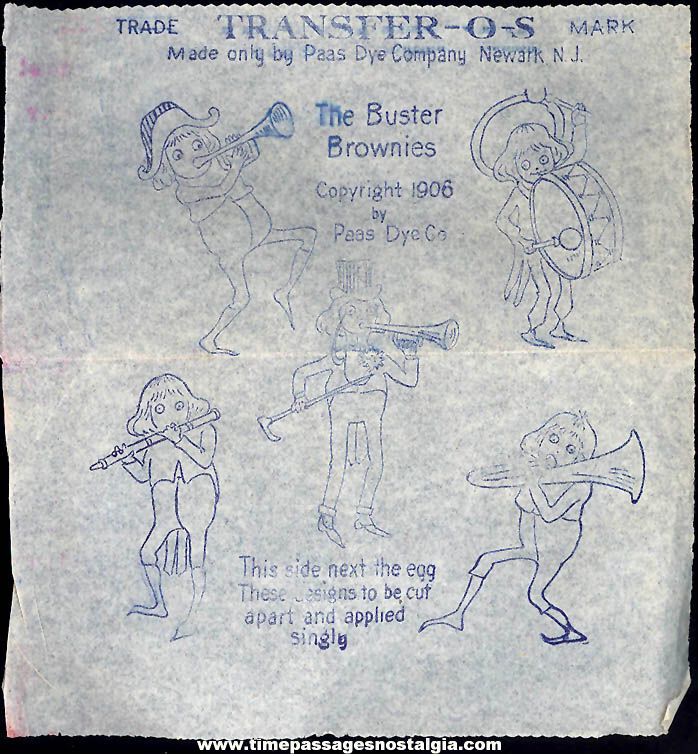 Unused ©1906 Buster Brown Comic Strip Character Paas Easter Egg Decorating Paper Transfer Sheet