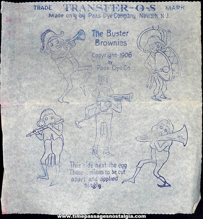 Unused 1906 Buster Brown Comic Strip Character Paas Easter Egg Decorating Paper Transfer Sheet