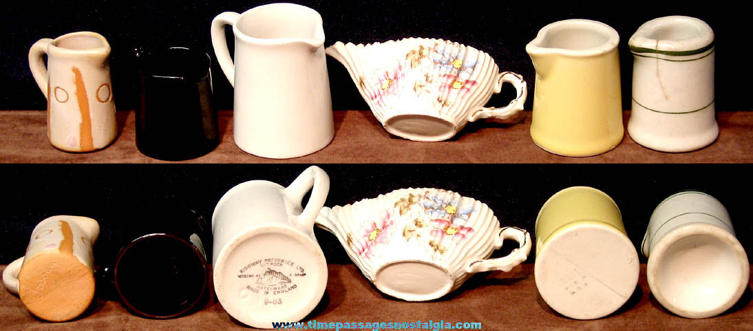 (6) Different Small Old Porcelain or Ceramic Creamer Pitchers
