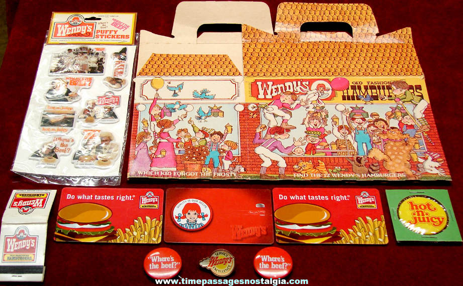 (10) Small Colorful Wendys Fast Food Restaurant Advertising Employee and Premium Items