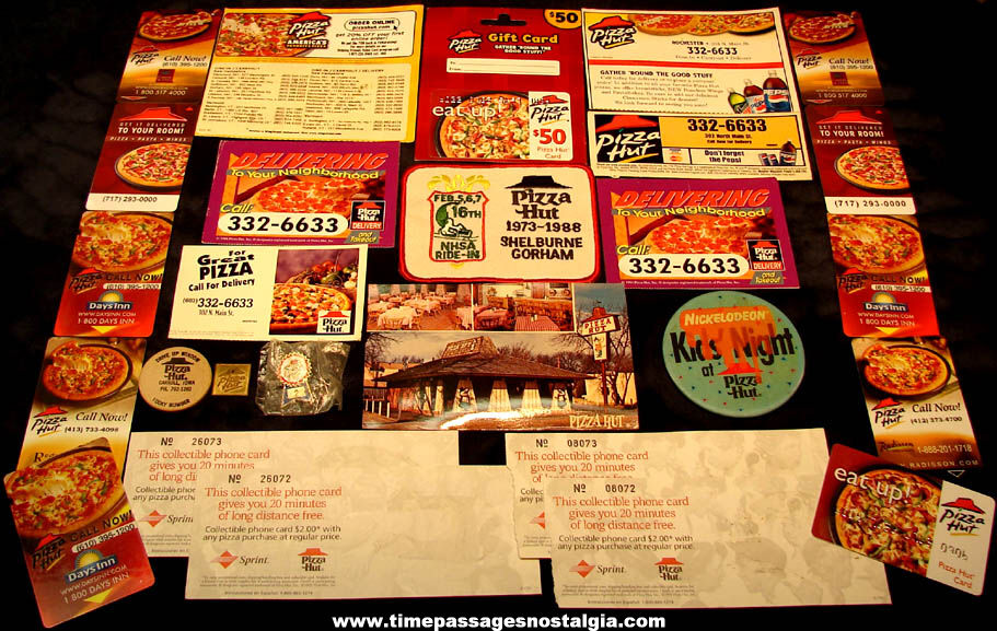 (27) Small Colorful Pizza Hut Restaurant Employee & Advertising Items