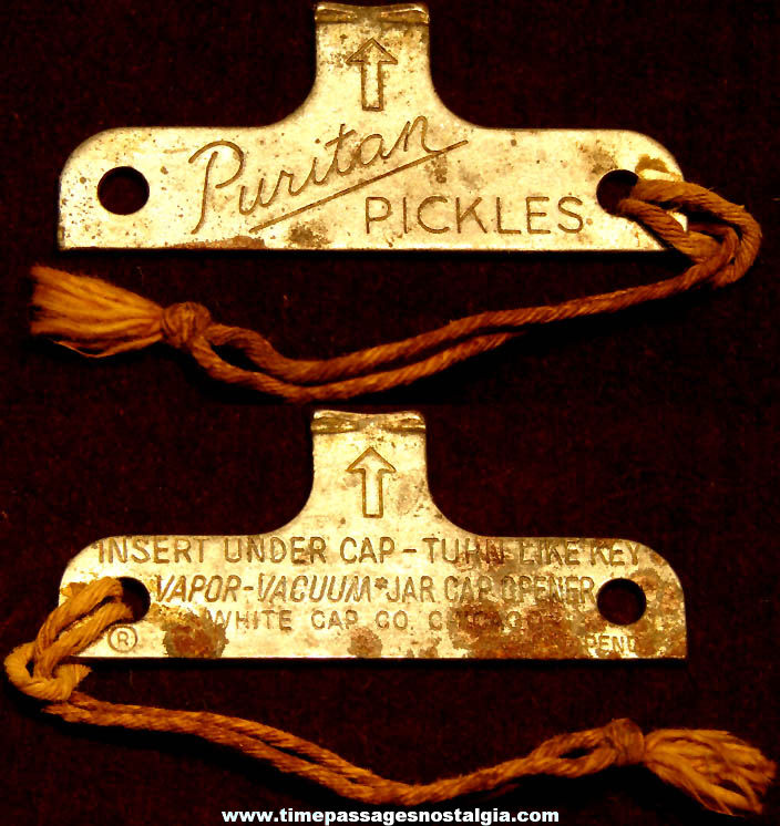 Old Metal Puritan Pickles Advertising Premium Jar Opener Tool
