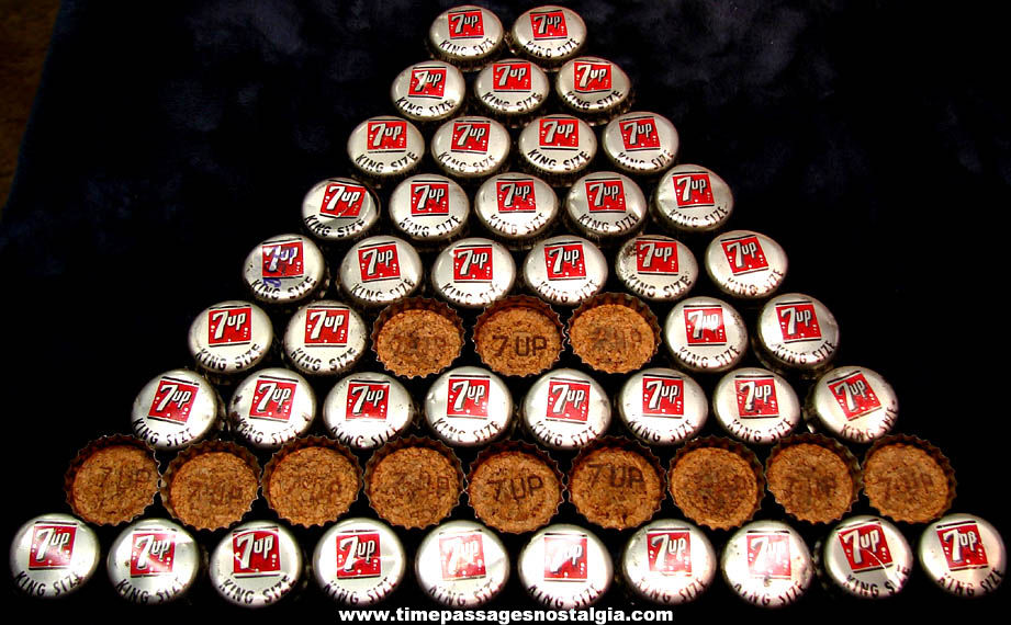 (54) Old Cork Lined King Size 7-Up Soda Advertising Metal Bottle Caps