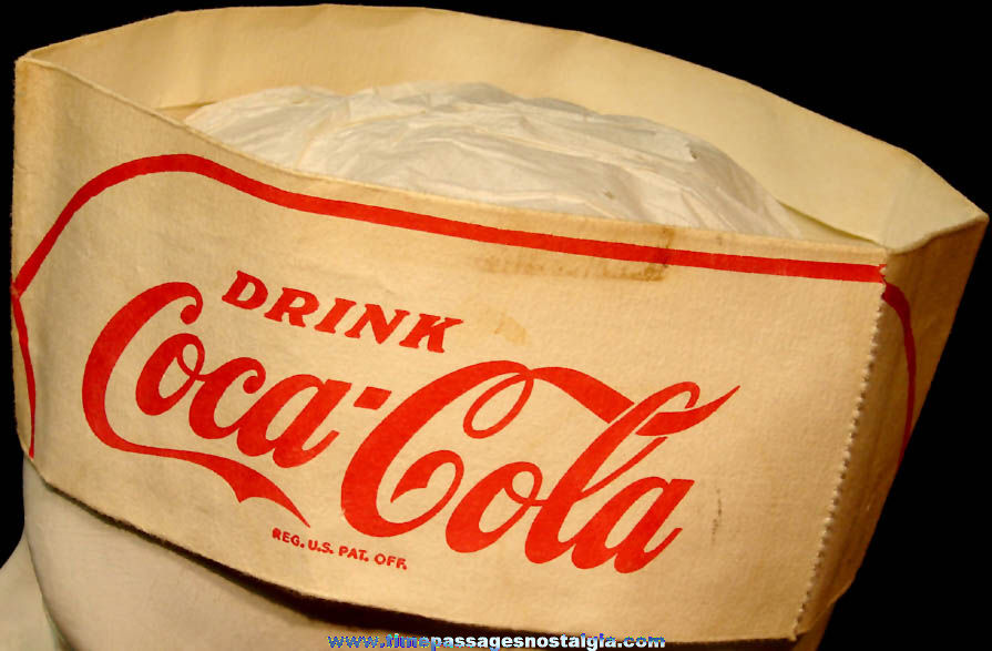 1961 Coca Cola Soda Vendor or Employee Folding Paper Hat