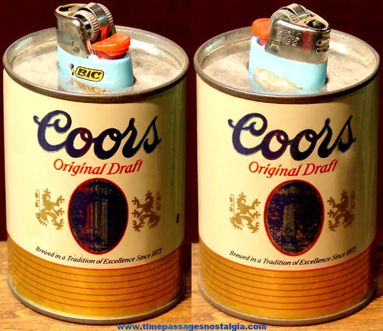 Old Coors Original Draft Beer Advertising Miniature Tin Can Cigarette Lighter Holder