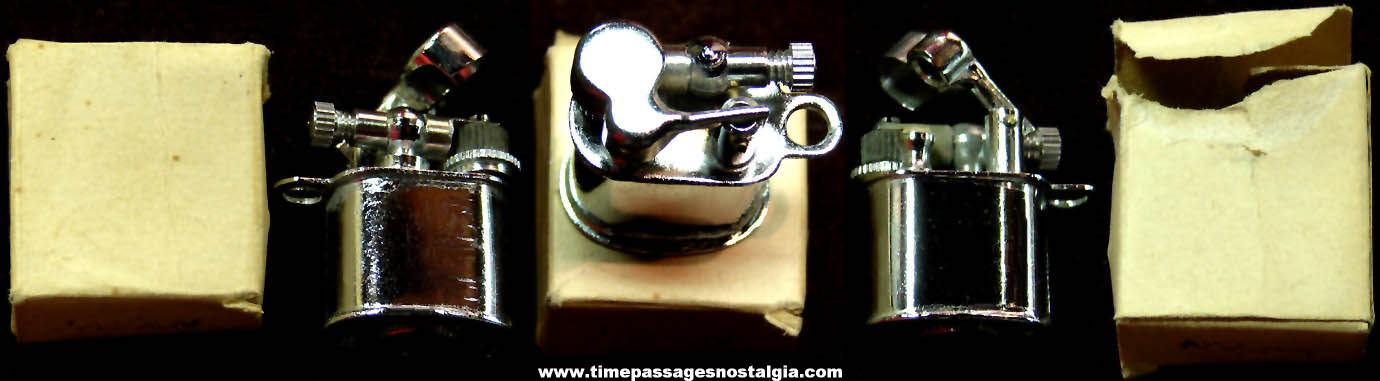 Old Unused & Boxed Miniature Chrome Metal Cigarette or Cigar Lighter