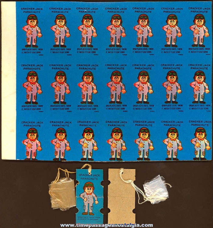 1960s Cracker Jack Pop Corn Confection Z-1342 Paratrooper Art Proof Sheet with (2) Complete Prizes