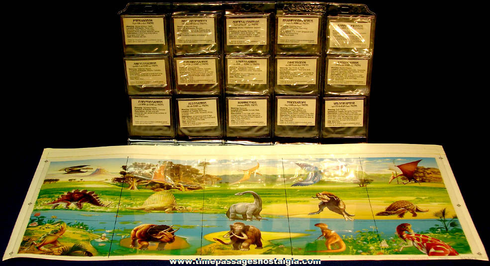 Colorful ©1993 Cracker Jack Ice Cream Bars Dinosaur Card Art Sheet with the Set of (15) Prizes