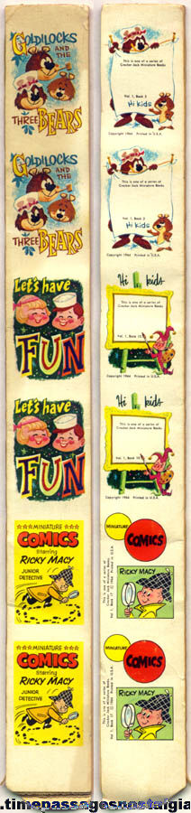 Uncut Strip Of (6) Complete ©1964 Cracker Jack Prize Miniature Story Books