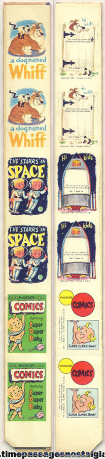 Uncut Strip Of (6) Complete 1964 Cracker Jack Prize Miniature Story Books