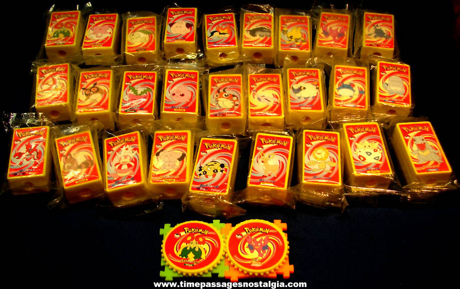 Complete Set of (27) 2000 Cracker Jack Nintendo Pokemon Character Toy Spy Scope Viewer Prizes + Bonus