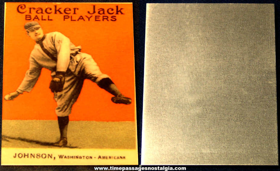 1990s Cracker Jack 1915 Walter Johnson Washington Americans Metal Baseball Card