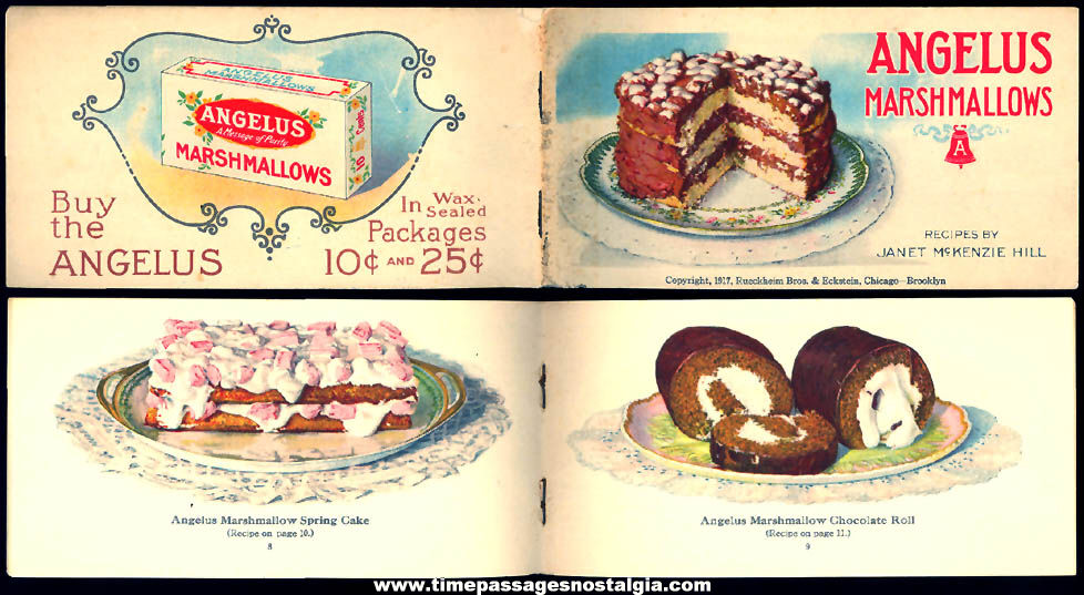 Colorful 1917 Rueckheim Brothers & Eckstein Angelus Marshmallows Advertising Premium Recipe Booklet