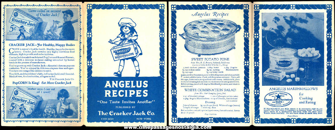  1920s Cracker Jack Company Angelus Marshmallows Advertising Premium Recipe Booklet