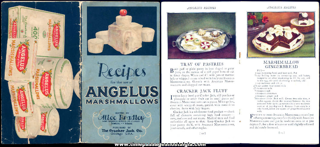 1927 Cracker Jack Company Angelus Marshmallows Advertising Premium Recipe Booklet