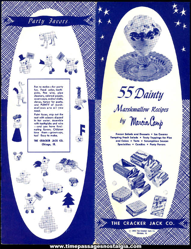 1950 Cracker Jack Company Angelus Campfire & Recipe Marshmallows Advertising Premium Recipe Booklet