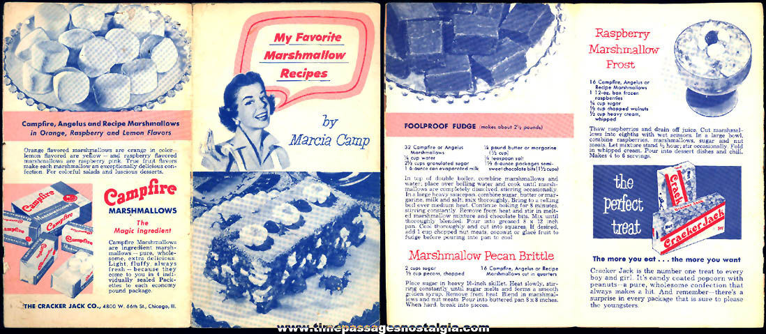 1950s Cracker Jack Company Angelus Campfire & Recipe Marshmallows Advertising Premium Recipe Booklet