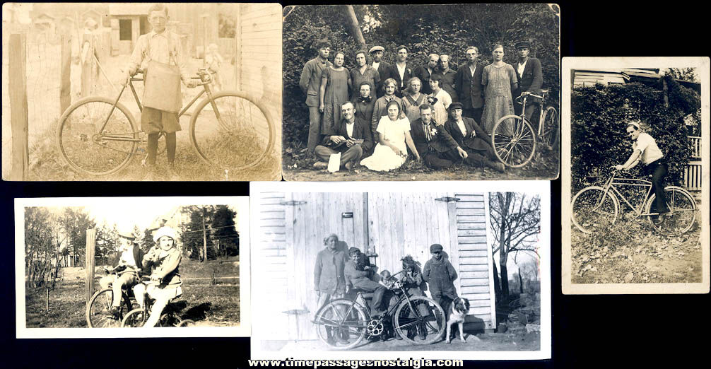 (5) Different Old Bicycle Photographs and Real Photo Post Cards