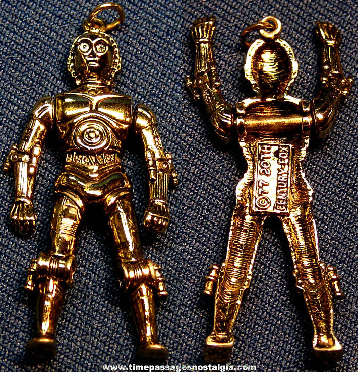 1977 Star Wars Movie C-3PO Robot Character Metal Figure Necklace Pendant Jewelry Charm