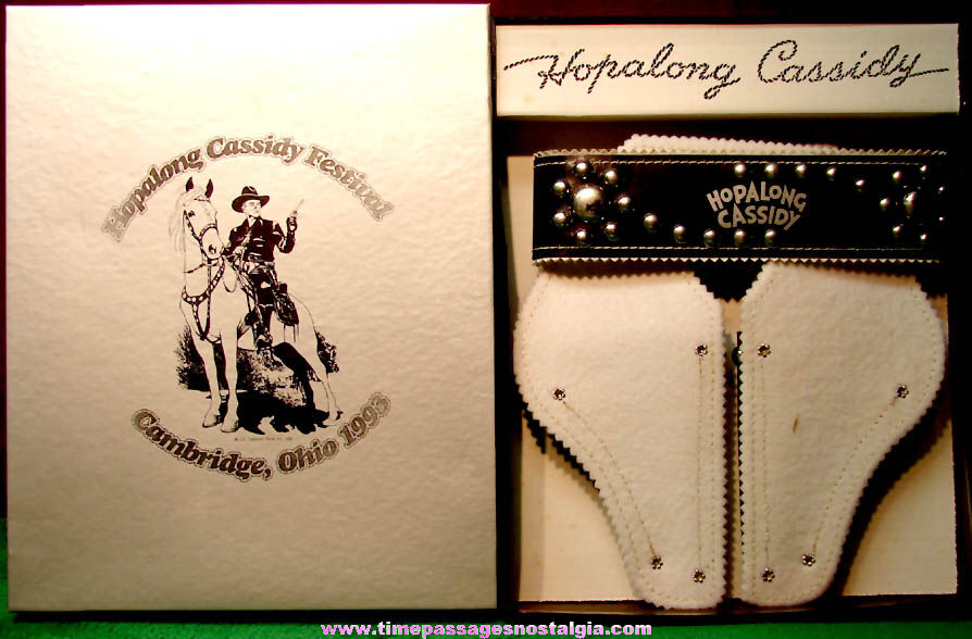 Boxed Numbered & Unused 1993 Hopalong Cassidy Festival Double Leather Holster Set