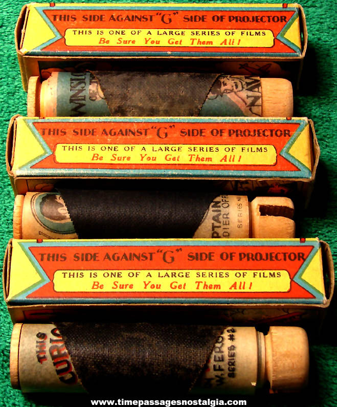 (3) Different Colorful 1930s Boxed Character Movie Jecktor Projector Films