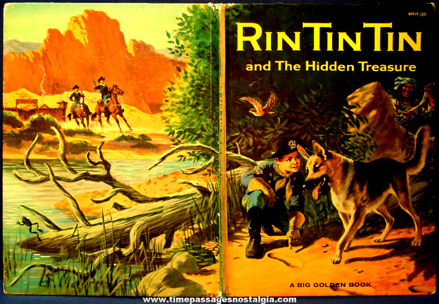 1958 Rin Tin Tin and The Hidden Treasure Dog Character Big Golden Book