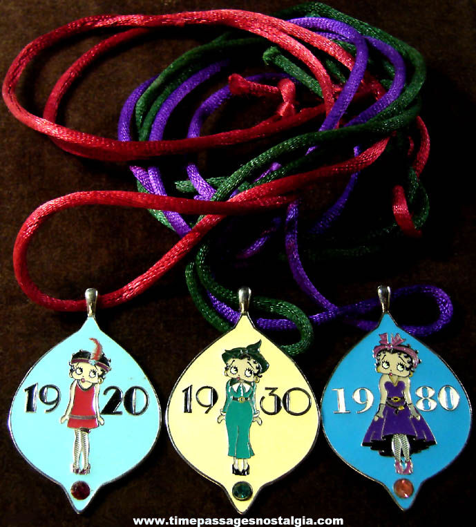 (3) Different 2011 Betty Boop Enameled Cartoon and Comic Strip Character Necklaces