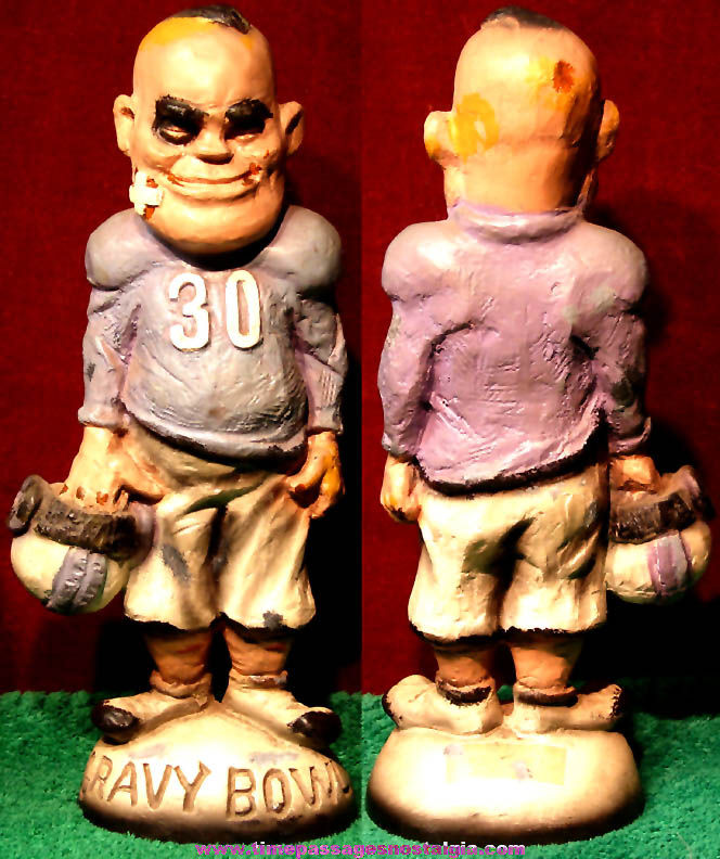 Funny Old Painted Sports Gravy Bowl Football Player Figurine Statue
