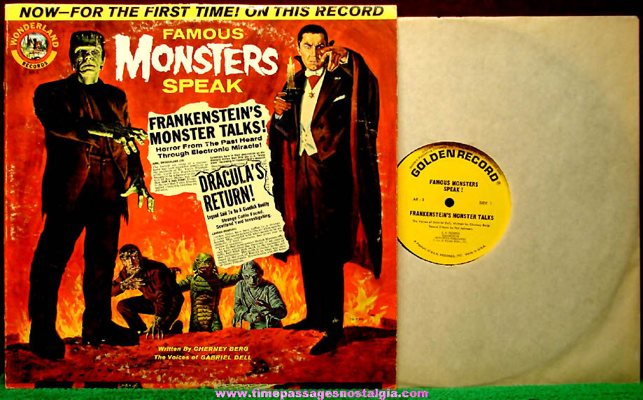 Colorful 1963 Frankenstein & Dracula Famous Monsters Speak Record Album