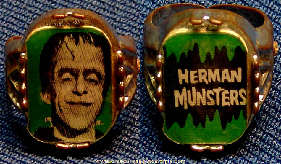 Old Herman Munster Television Character Gum Ball Machine Prize Flicker Toy Ring