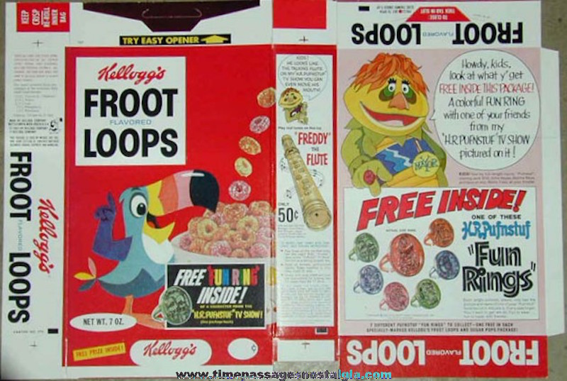 1970 H.R. Pufnstuf Witchipoo Character Kelloggs Froot Loops Cereal Prize Toy Ring