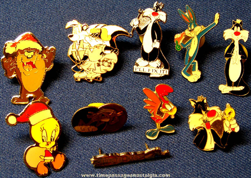 (10) Different Colorful Warner Brothers Looney Tunes Cartoon Character Enameled Pins