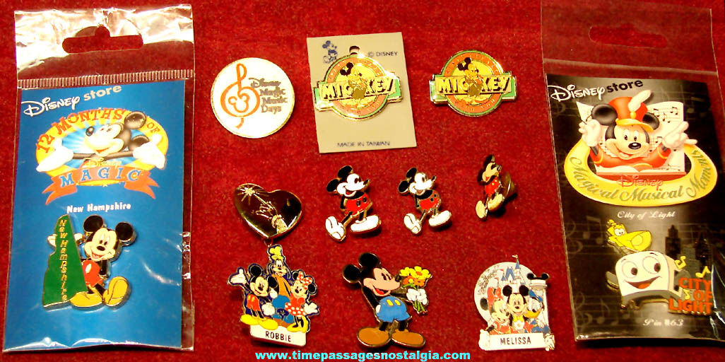 (12) Colorful Unused Walt Disney Mickey Mouse Character Advertising Pins