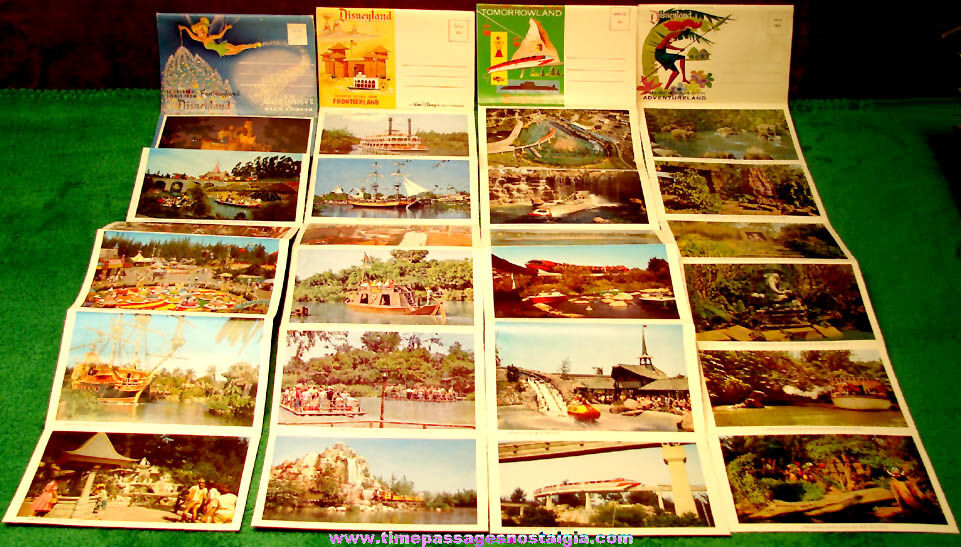 (4) Different Old Unused Walt Disney Disneyland Magic Kingdom Advertising Souvenir Post Card Folderss