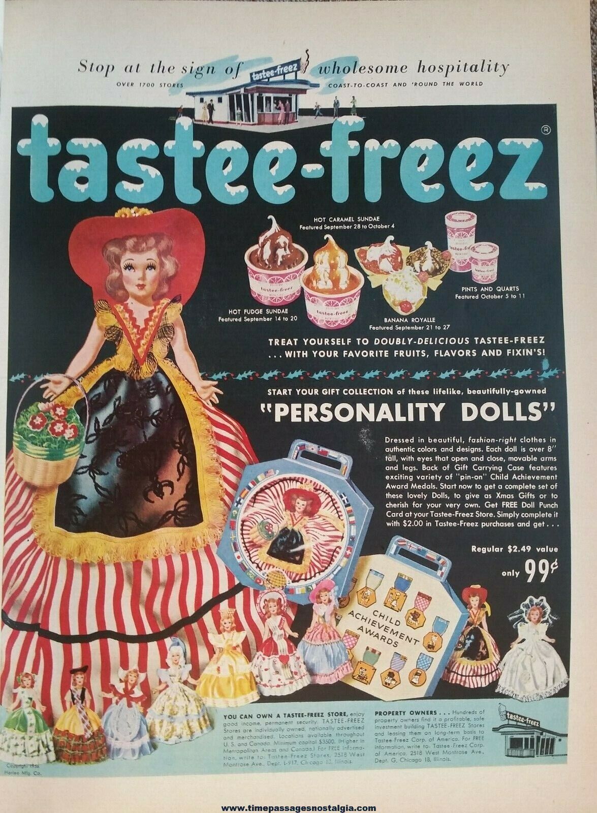 (6) Different Colorful Old Tastee Freez Ice Cream Advertising Premium Character Toy Dolls